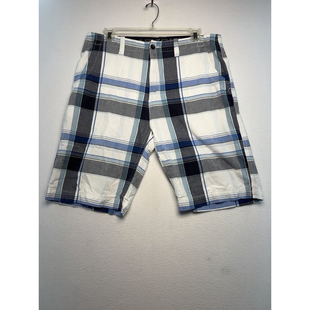 Arizona Plaid Bermuda Shorts Mens Casual Blue White Black Size 40 Beach Outdoors